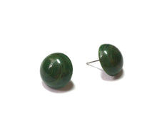 Load image into Gallery viewer, Dark Green Marbled Lucite Retro Button Stud Earrings