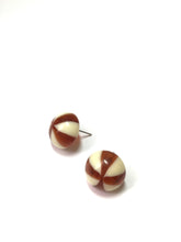 Load image into Gallery viewer, Tortoise Cream Candy Stripe Retro Button Stud Earrings