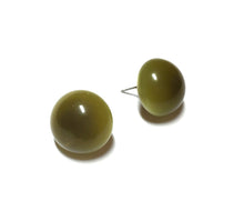 Load image into Gallery viewer, Olive Green Moonglow Retro Button Stud Earrings
