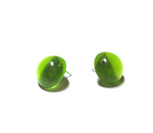 Load image into Gallery viewer, Kelly Green Transparent Retro Button Stud Earrings