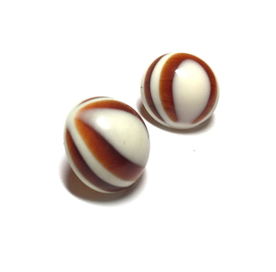 Tortoise & Cream Marbled Bullseye Retro Button Stud Earrings