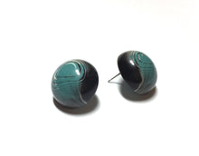 Load image into Gallery viewer, Slate Blue &amp; Black Agate Retro Button Stud Earrings
