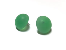 Load image into Gallery viewer, Kelly Green Frosted Retro Button Stud Earrings