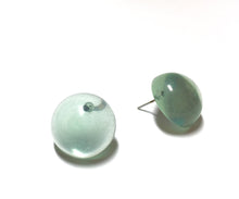 Load image into Gallery viewer, Seafoam Green Transparent Studs | vintage lucite retro button stud earrings