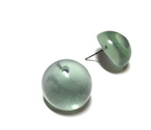 Load image into Gallery viewer, Seafoam Green Transparent Studs | vintage lucite retro button stud earrings
