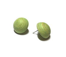 Load image into Gallery viewer, Chartreuse Matte Swirled Retro Button Stud Earrings