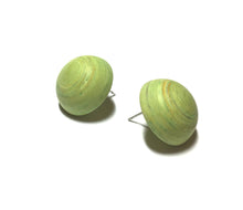 Load image into Gallery viewer, Chartreuse Matte Swirled Retro Button Stud Earrings