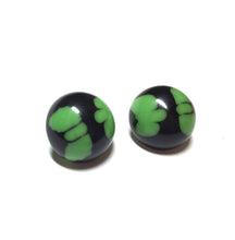 Load image into Gallery viewer, Black and Green Batik Pattern Retro Button Stud Earrings
