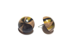 Load image into Gallery viewer, Brown &amp; Beige Marbled Batik Retro Button Stud Earrings
