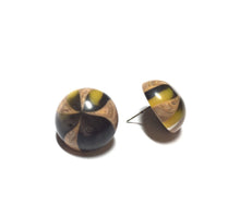 Load image into Gallery viewer, Brown &amp; Beige Marbled Batik Retro Button Stud Earrings