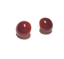 Load image into Gallery viewer, Carnelian Red Retro Button Stud Earrings *