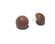 Load image into Gallery viewer, Coffee Brown Marbled Matte Retro Button Stud Earrings