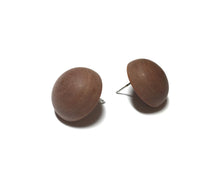 Load image into Gallery viewer, Coffee Brown Marbled Matte Retro Button Stud Earrings