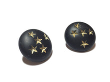Load image into Gallery viewer, Black &amp; Gold Stars Retro Button Stud Earrings