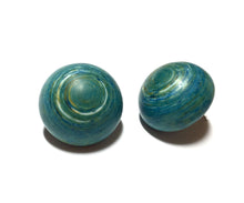 Load image into Gallery viewer, Teal Stud Earrings | Aqua Blue Marbled Bold Earrings | Retro Button Studs | vintage lucite