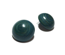 Load image into Gallery viewer, Teal Blue Marbled Retro Button Stud Earrings