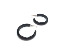 Load image into Gallery viewer, Black Shiny Moonglow Skinny Perfect Hoop Earrings