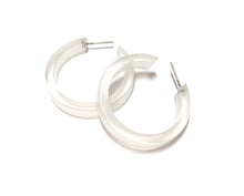 Load image into Gallery viewer, Clear Frosted Small Classic Hoop Earrings