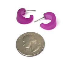 Load image into Gallery viewer, Violet Frosted Tiny Boom Hoop Earrings
