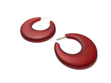 Load image into Gallery viewer, Cherry Red Frosted Mod Go Go Hoop Earrings