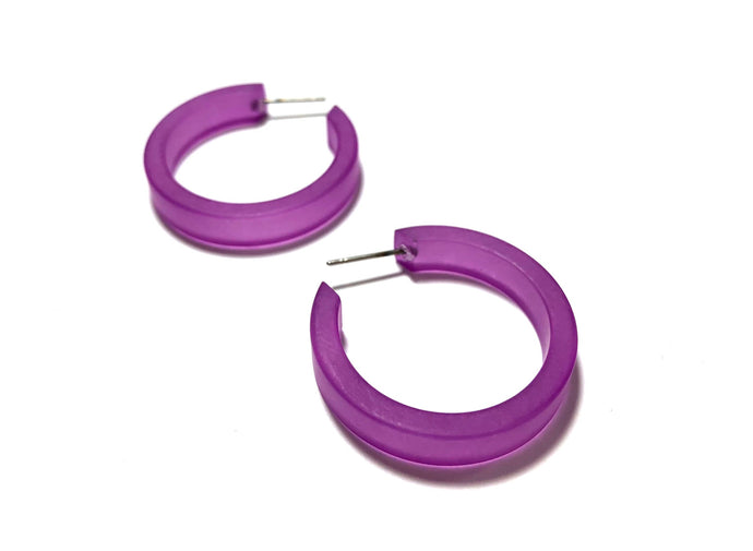 Violet Frosted Small Classic Hoop Earrings