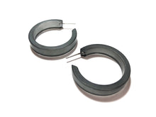 Load image into Gallery viewer, Charcoal Grey Frosted Small Classic Hoop Earrings