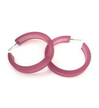 Load image into Gallery viewer, Amethyst Purple Frosted Classic Lucite Hoop Earrings