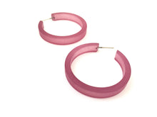 Load image into Gallery viewer, Amethyst Purple Frosted Classic Lucite Hoop Earrings