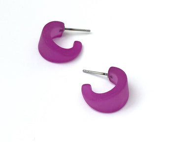 Violet Frosted Tiny Boom Hoop Earrings