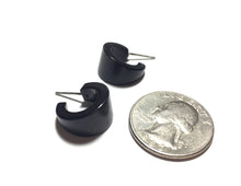 Load image into Gallery viewer, Black Shiny Tiny Boom Hoop Earrings
