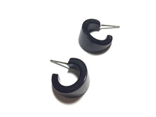 Load image into Gallery viewer, Black Shiny Tiny Boom Hoop Earrings