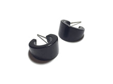 Load image into Gallery viewer, Black Shiny Tiny Boom Hoop Earrings