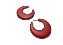 Load image into Gallery viewer, Cherry Red Frosted Mod Go Go Hoop Earrings