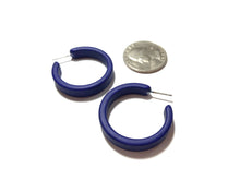 Load image into Gallery viewer, Navy Blue Matte Small Classic Hoop Earrings