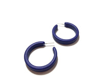 Load image into Gallery viewer, Navy Blue Matte Small Classic Hoop Earrings
