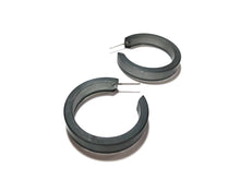 Load image into Gallery viewer, Charcoal Grey Frosted Small Classic Hoop Earrings