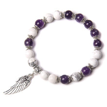 Load image into Gallery viewer, Amethyst And White Turquoise Calm Energy Crystal Bracelet