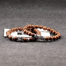 Load image into Gallery viewer, Wooden Bead Raw Energy Crystal Bracelet