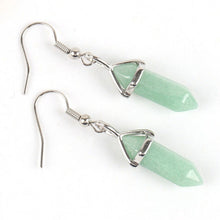 Load image into Gallery viewer, Green Aventurine Crystal Point Chakra Earrings