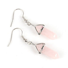 Load image into Gallery viewer, Rose Quartz Crystal Point Chakra Earrings