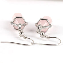 Load image into Gallery viewer, Rose Quartz Crystal Point Chakra Earrings