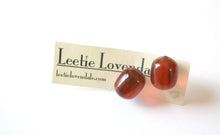 Load image into Gallery viewer, Tortoise Brown Marbled Oval Bulb Stud Earrings