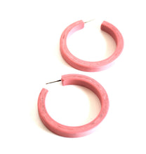 Load image into Gallery viewer, Pink Marbled Matte Lucite Classic Hoop Earrings
