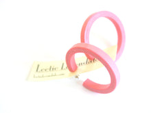 Load image into Gallery viewer, Pink Marbled Matte Lucite Classic Hoop Earrings