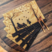 Load image into Gallery viewer, DaDalogy Bedding Set of 4 Pieces Autumn Birds Blessing Tapestry Dining Placemats 13” x 19” (Thanksgiving)