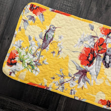 Load image into Gallery viewer, DaDa Bedding Radiant Sunshine Yellow Floral Dining Table Placemats - Set of 4-Pieces Quilted Hummingbirds Farmhouse Red Flowers - 13 x 19