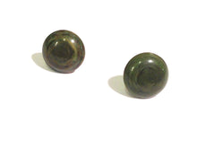 Load image into Gallery viewer, Dark Avocado Green Marbled Disc Stud Earrings