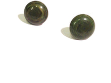 Load image into Gallery viewer, Dark Avocado Green Marbled Disc Stud Earrings
