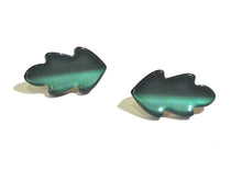Load image into Gallery viewer, Forest Green Moonglow Oak Leaf Stud Earrings