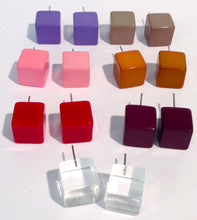 Load image into Gallery viewer, Indigo Purple Jumbo Lucite Cube Stud Earrings